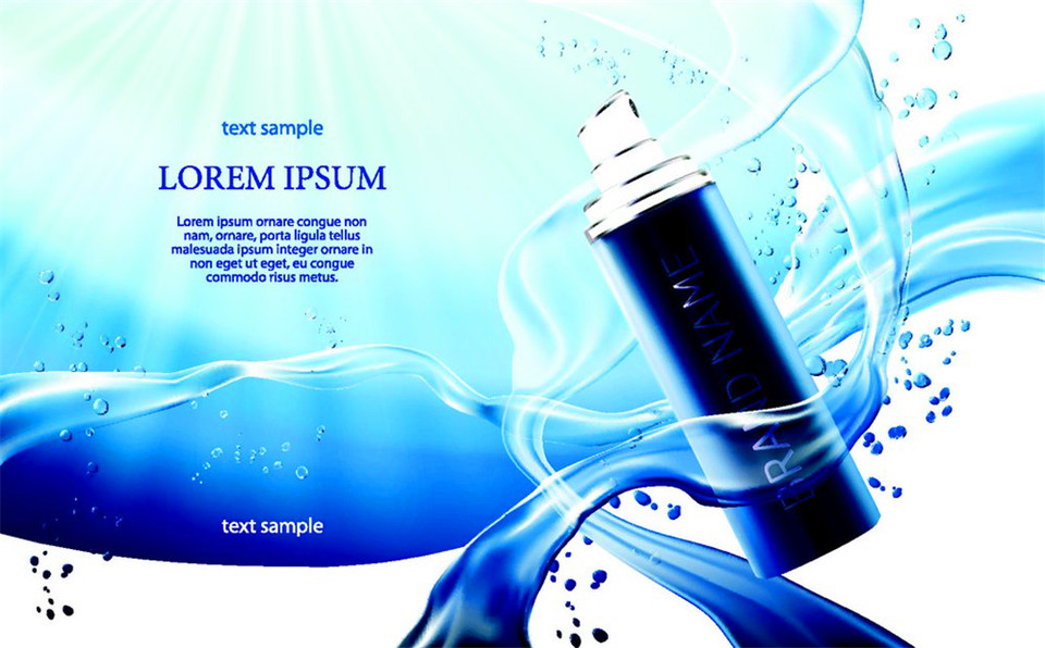 蓝色水纹护肤品海报图片